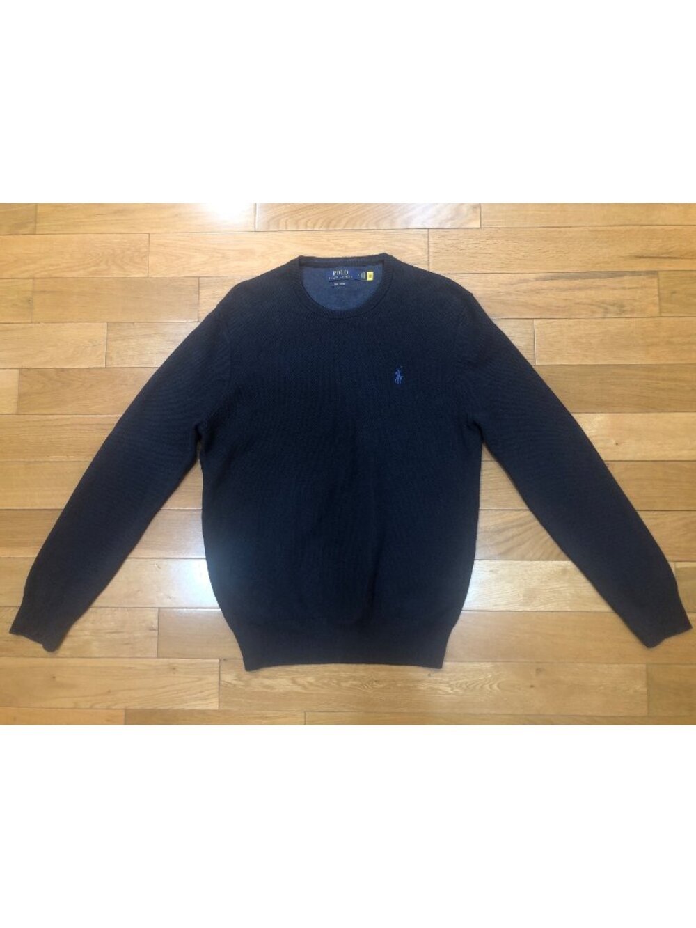 Polo Ralph Lauren Navy Blue Crewneck Pima Cotton Knit Sweater Sz M Minimalist